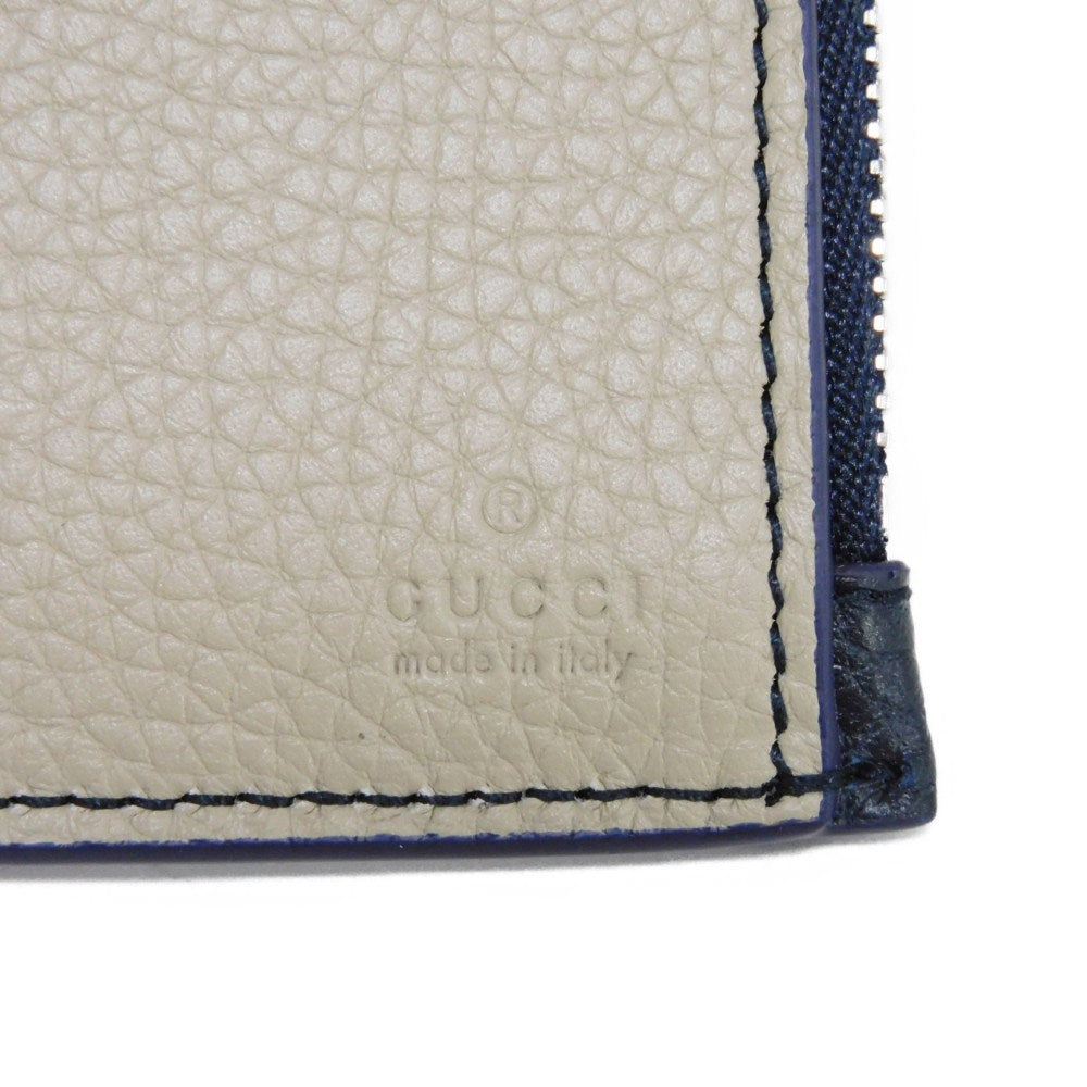 GUCCI Bifold Wallet 817021 AAEGG 4043 Oatmeal leather (embossed) Navy logo Coin Wallet Oatmeal Interior