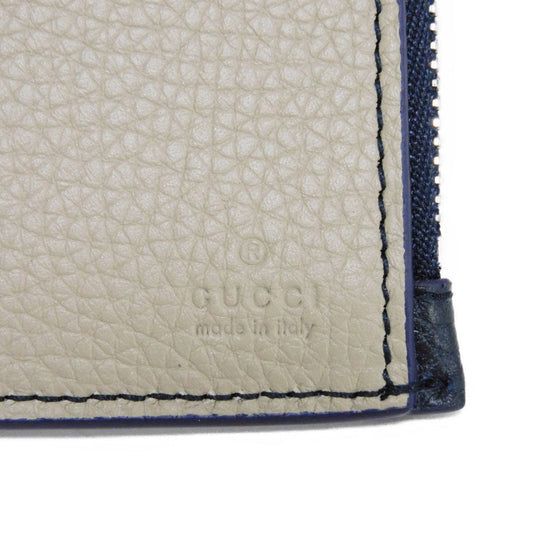 GUCCI Bifold Wallet 817021 AAEGG 4043 Oatmeal leather (embossed) Navy logo Coin Wallet Oatmeal Interior