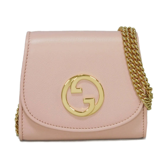 GUCCI Bifold Wallet 725219 UXX0G 6910 Smooth Rubbed pink Interlocking G Blondie Medium Chain Wallet