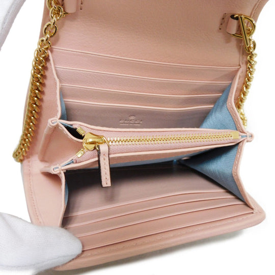 GUCCI Bifold Wallet 725219 UXX0G 6910 Smooth Rubbed pink Interlocking G Blondie Medium Chain Wallet