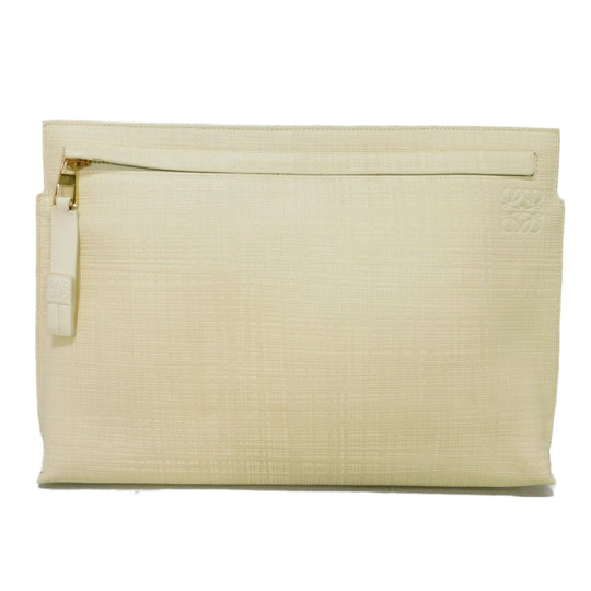 LOEWE Clutch bag 101.88.K05 textured calfskin white Anagram emboss Linen T Pouch