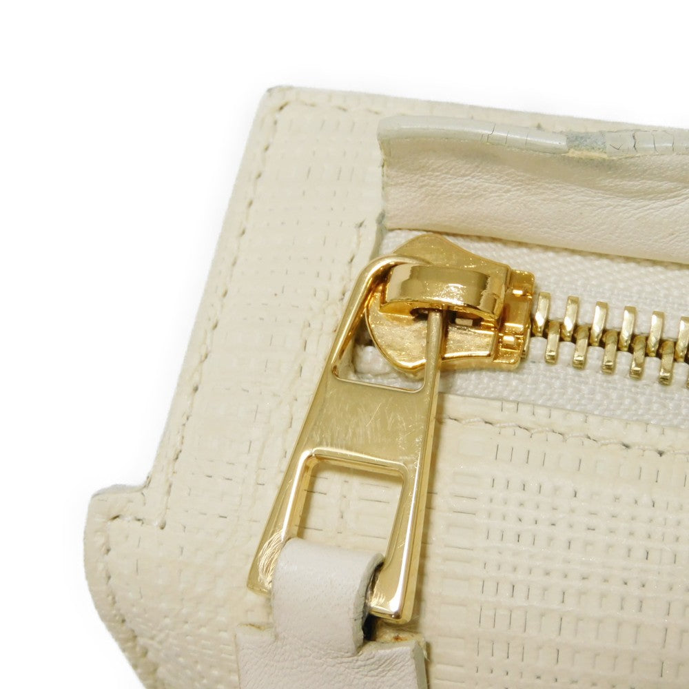 LOEWE Clutch bag 101.88.K05 textured calfskin white Anagram emboss Linen T Pouch
