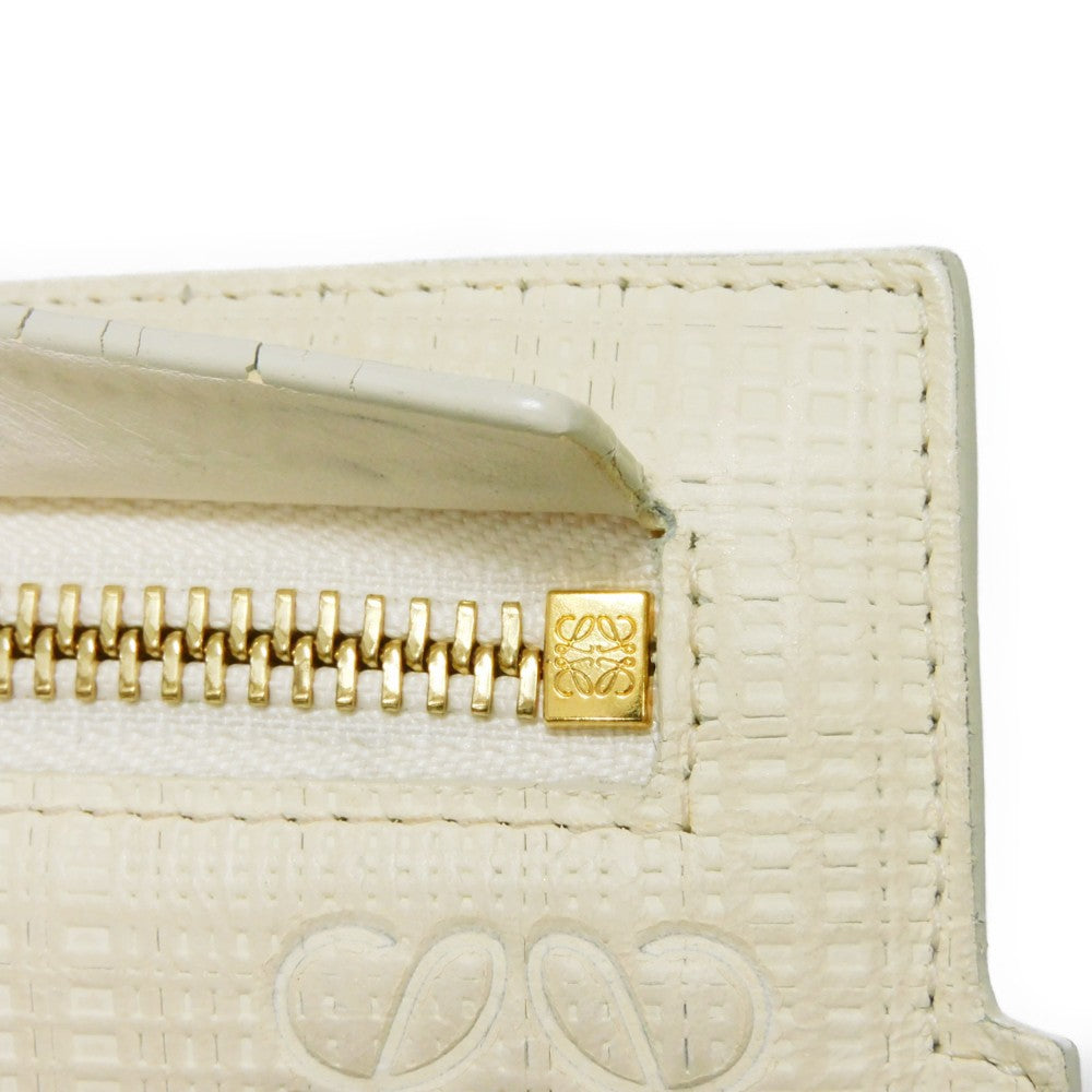 LOEWE Clutch bag 101.88.K05 textured calfskin white Anagram emboss Linen T Pouch