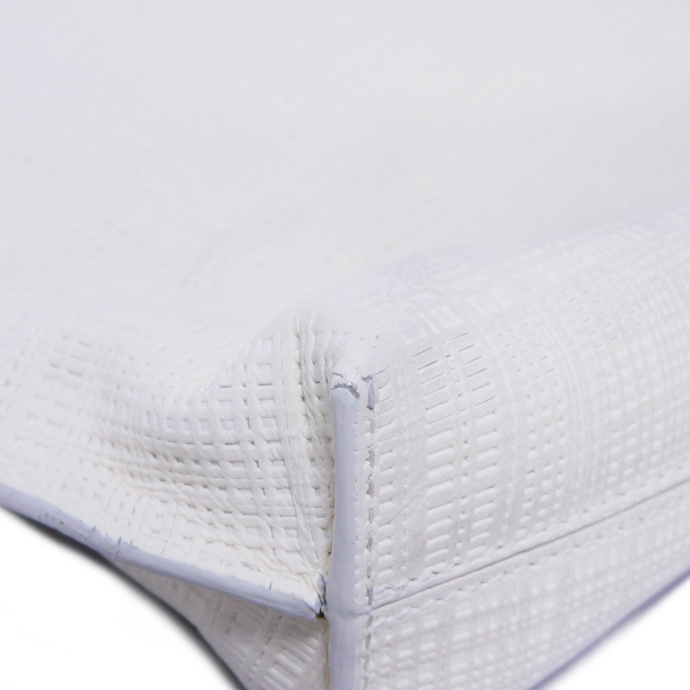 LOEWE Clutch bag 101.88.K05 textured calfskin white Anagram emboss Linen T Pouch