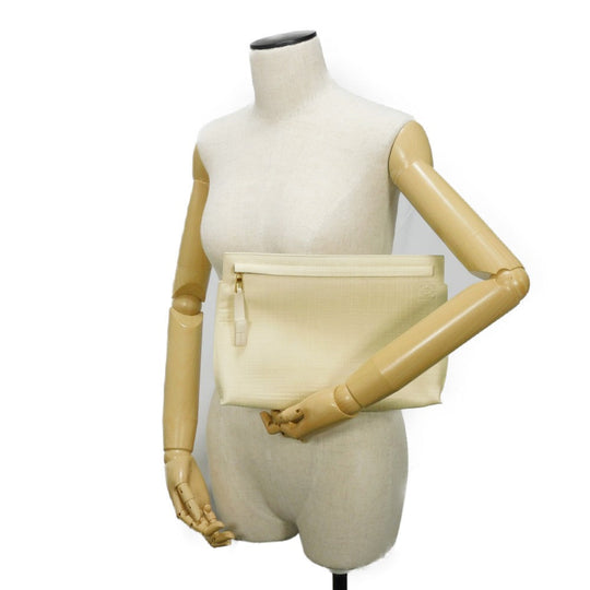 LOEWE Clutch bag 101.88.K05 textured calfskin white Anagram emboss Linen T Pouch