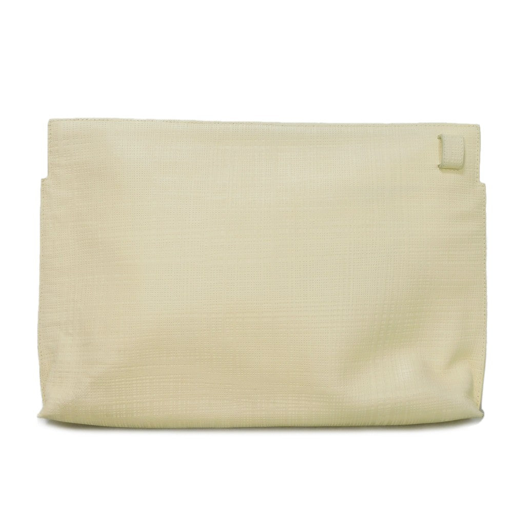 LOEWE Clutch bag 101.88.K05 textured calfskin white Anagram emboss Linen T Pouch