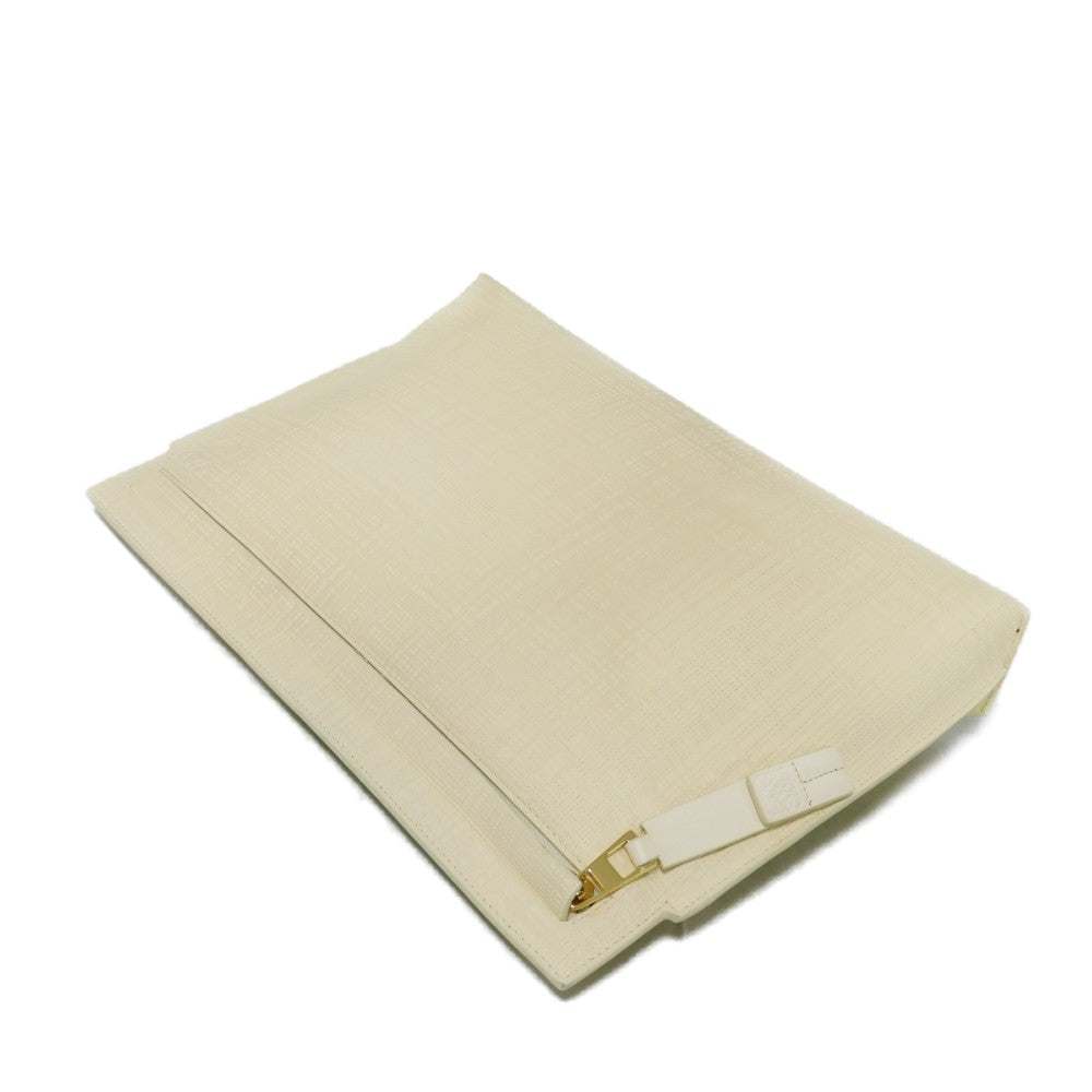 LOEWE Clutch bag 101.88.K05 textured calfskin white Anagram emboss Linen T Pouch