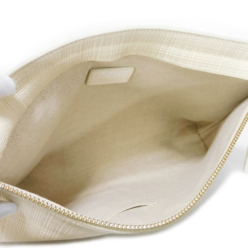 LOEWE Clutch bag 101.88.K05 textured calfskin white Anagram emboss Linen T Pouch