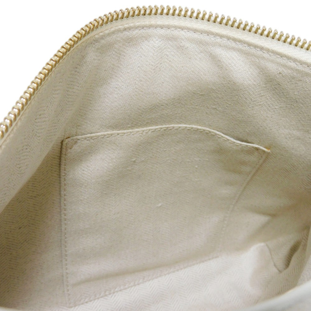 LOEWE Clutch bag 101.88.K05 textured calfskin white Anagram emboss Linen T Pouch
