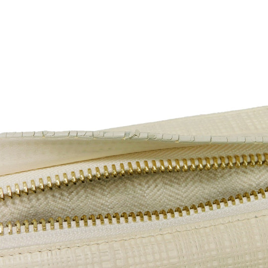 LOEWE Clutch bag 101.88.K05 textured calfskin white Anagram emboss Linen T Pouch