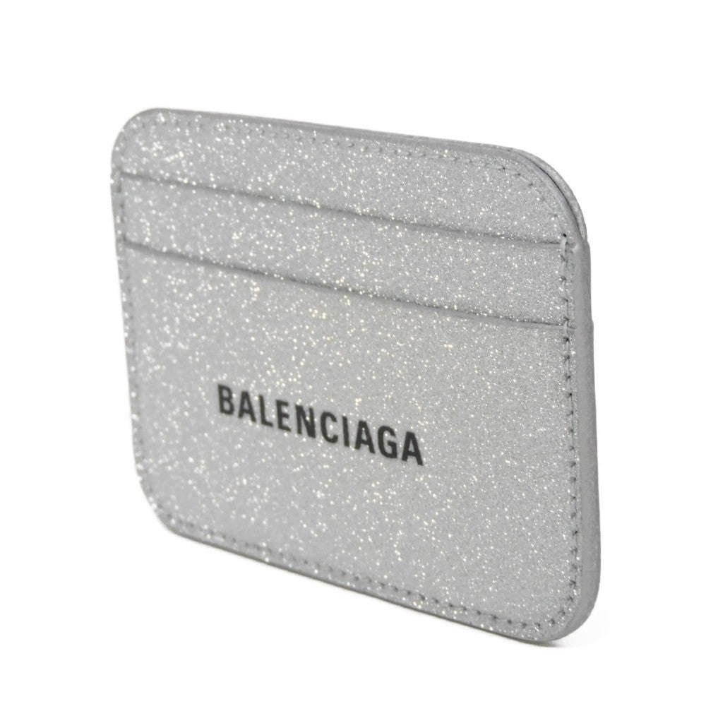 BALENCIAGA Card Case 593812 210IE 8160 Polyurethane x polyester Silver New logo Cash Card Holder