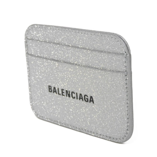 BALENCIAGA Card Case 593812 210IE 8160 Polyurethane x polyester Silver New logo Cash Card Holder