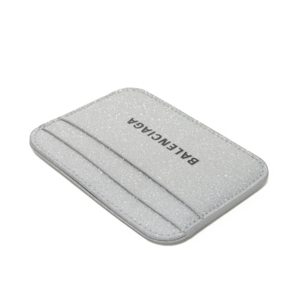 BALENCIAGA Card Case 593812 210IE 8160 Polyurethane x polyester Silver New logo Cash Card Holder