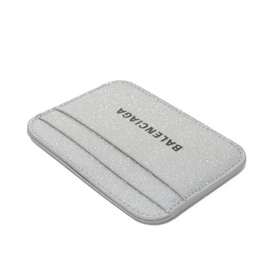 BALENCIAGA Card Case 593812 210IE 8160 Polyurethane x polyester Silver New logo Cash Card Holder