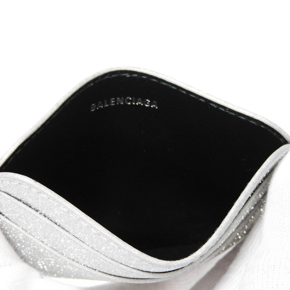 BALENCIAGA Card Case 593812 210IE 8160 Polyurethane x polyester Silver New logo Cash Card Holder
