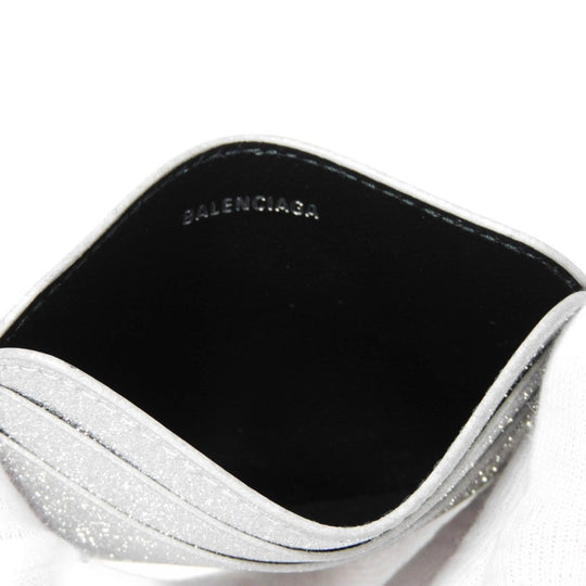 BALENCIAGA Card Case 593812 210IE 8160 Polyurethane x polyester Silver New logo Cash Card Holder