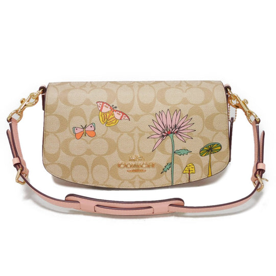COACH Shoulder Bag CU395 Signature coated canvas x refined calf leather beige Observed by Us Andrea