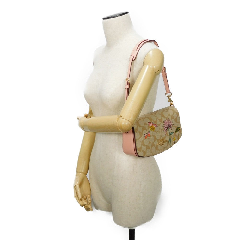 COACH Shoulder Bag CU395 Signature coated canvas x refined calf leather beige Observed by Us Andrea