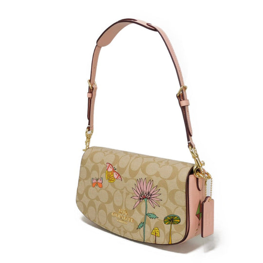 COACH Shoulder Bag CU395 Signature coated canvas x refined calf leather beige Observed by Us Andrea