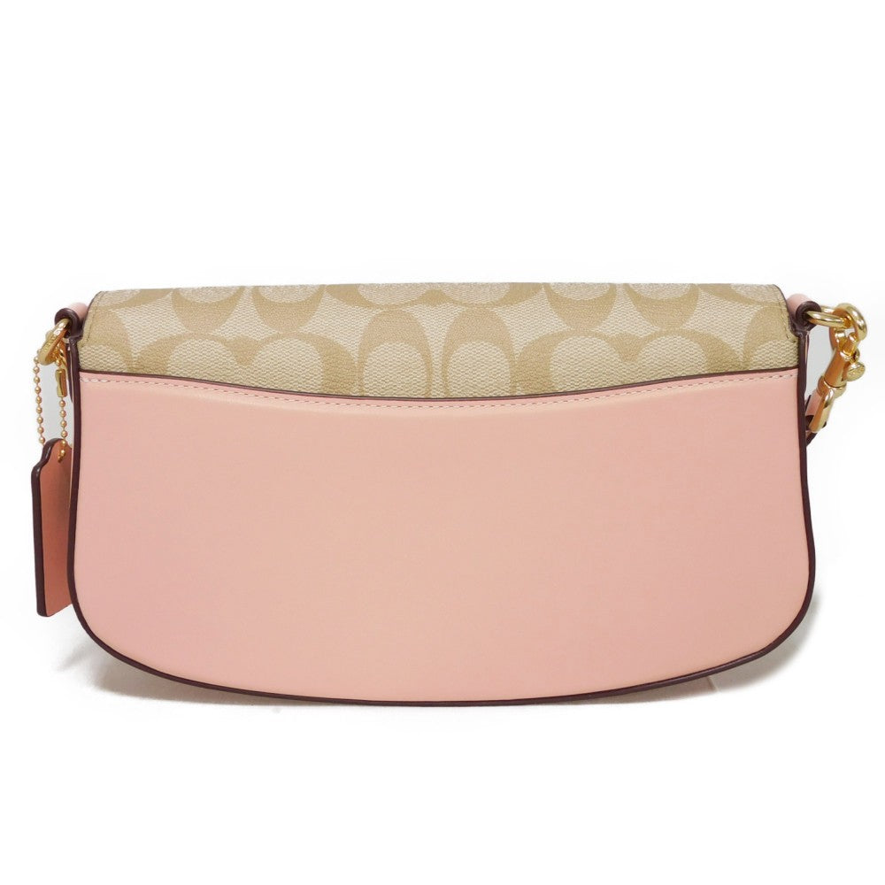 COACH Shoulder Bag CU395 Signature coated canvas x refined calf leather beige Observed by Us Andrea