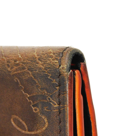 Berluti Long Wallet Purse Venice Calfskin Leather Brown Calligraphy Santal Scritto Leather Zip Long Wallet