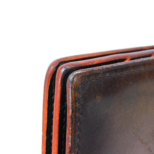 Berluti Long Wallet Purse Venice Calfskin Leather Brown Calligraphy Santal Scritto Leather Zip Long Wallet