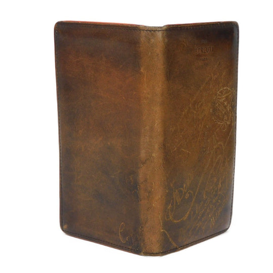 Berluti Long Wallet Purse Venice Calfskin Leather Brown Calligraphy Santal Scritto Leather Zip Long Wallet
