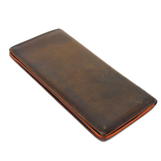 Berluti Long Wallet Purse Venice Calfskin Leather Brown Calligraphy Santal Scritto Leather Zip Long Wallet