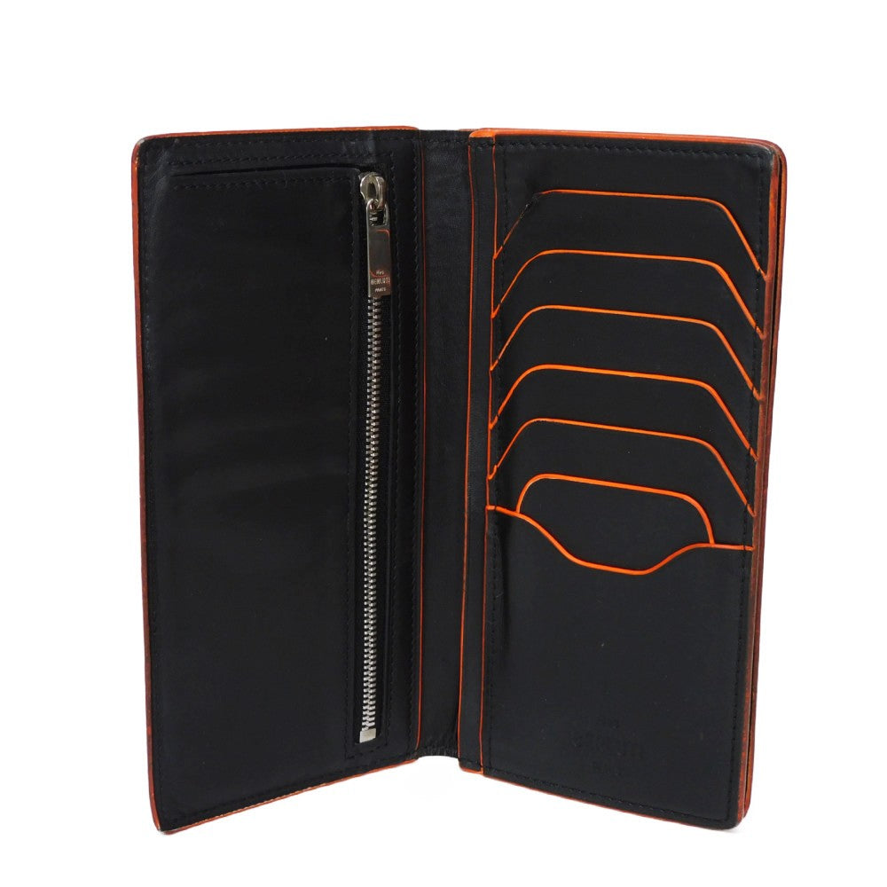 Berluti Long Wallet Purse Venice Calfskin Leather Brown Calligraphy Santal Scritto Leather Zip Long Wallet