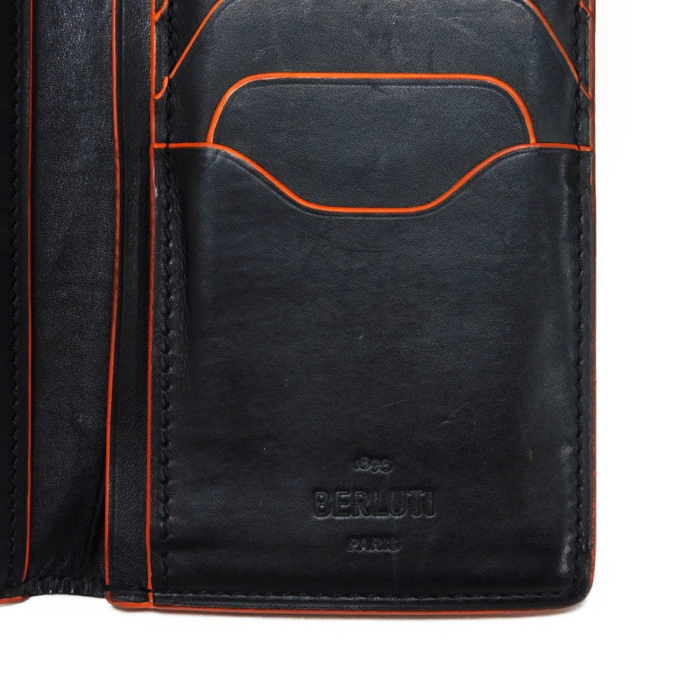 Berluti Long Wallet Purse Venice Calfskin Leather Brown Calligraphy Santal Scritto Leather Zip Long Wallet
