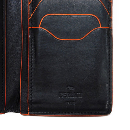 Berluti Long Wallet Purse Venice Calfskin Leather Brown Calligraphy Santal Scritto Leather Zip Long Wallet