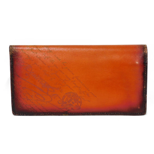 Berluti Long Wallet Purse Venice Calfskin Leather terracotta Calligraphy Santal Scritto Leather Zip Long Wallet