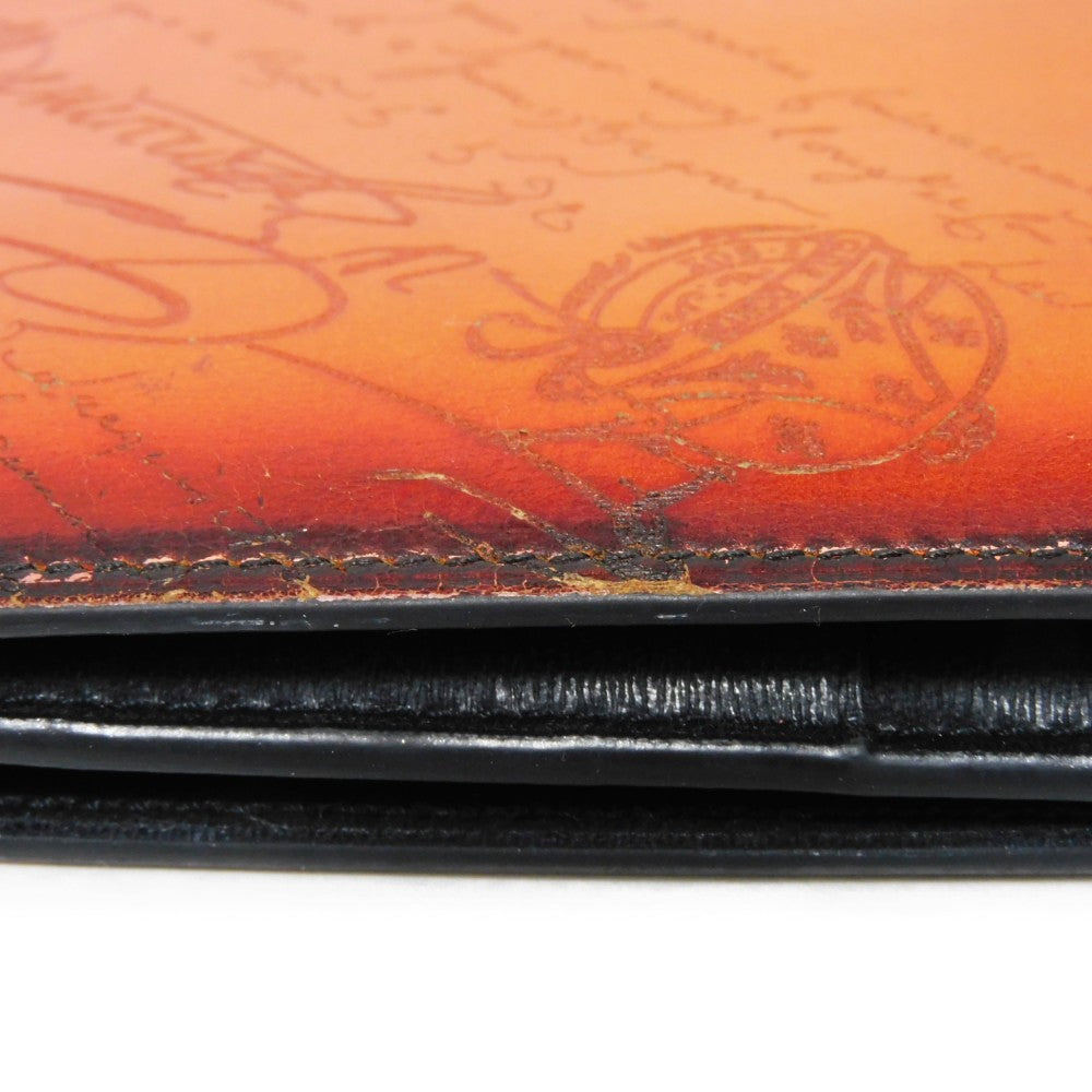 Berluti Long Wallet Purse Venice Calfskin Leather terracotta Calligraphy Santal Scritto Leather Zip Long Wallet