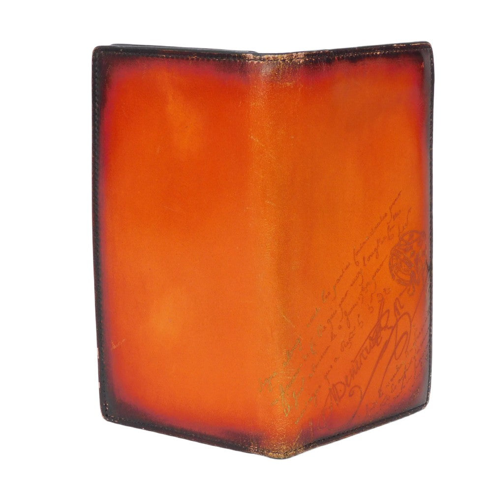 Berluti Long Wallet Purse Venice Calfskin Leather terracotta Calligraphy Santal Scritto Leather Zip Long Wallet