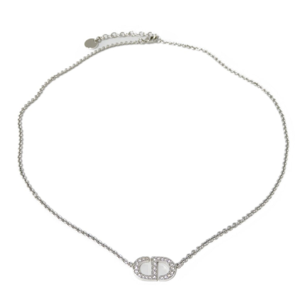 Dior Necklace N2241WOMCY_D001 Rhinestone x metal clear CD logo Petit CD