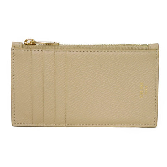 CELINE Coin case 10B683BEL.03ND Grained calfskin (embossed) nude New logo Compact zipped card holder