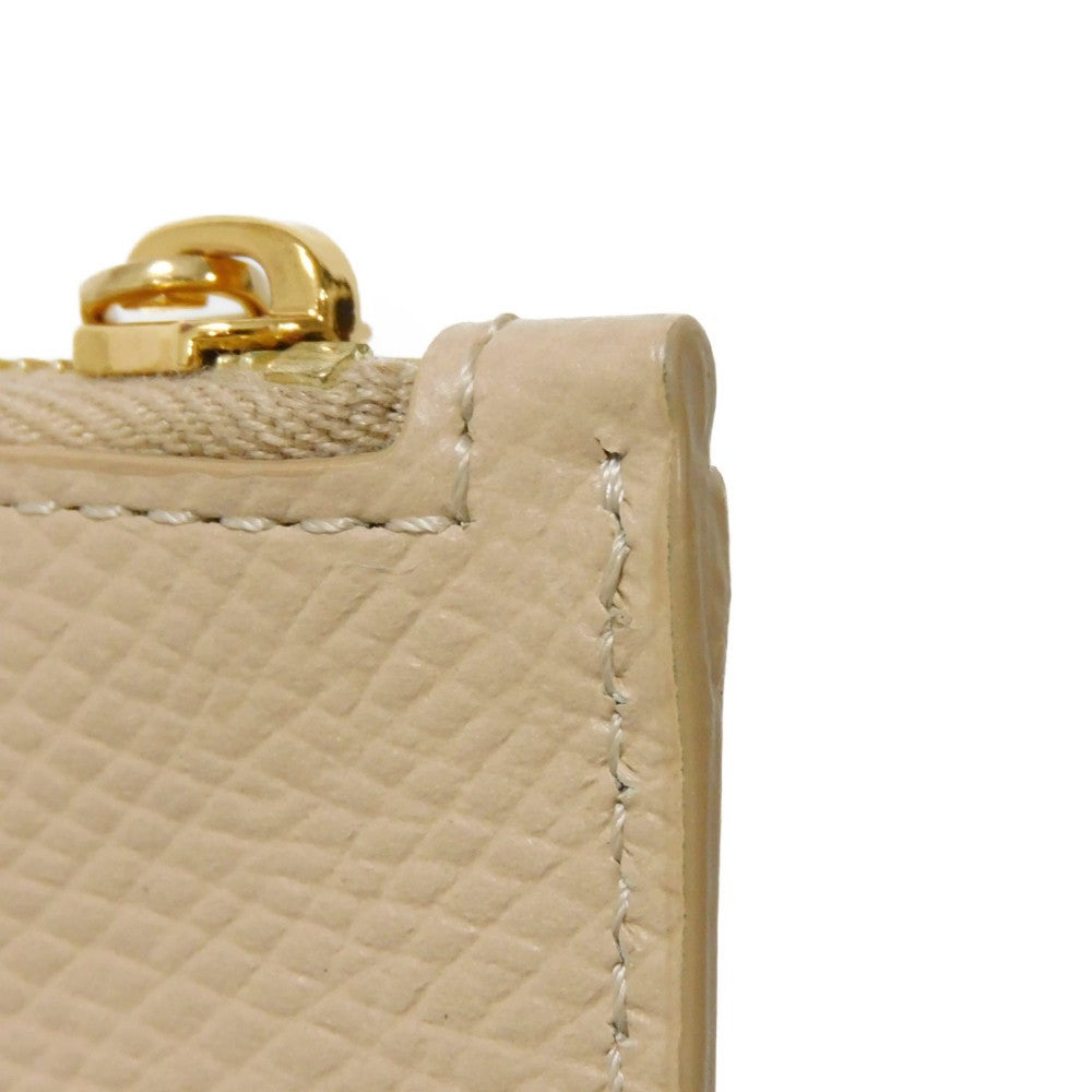 CELINE Coin case 10B683BEL.03ND Grained calfskin (embossed) nude New logo Compact zipped card holder