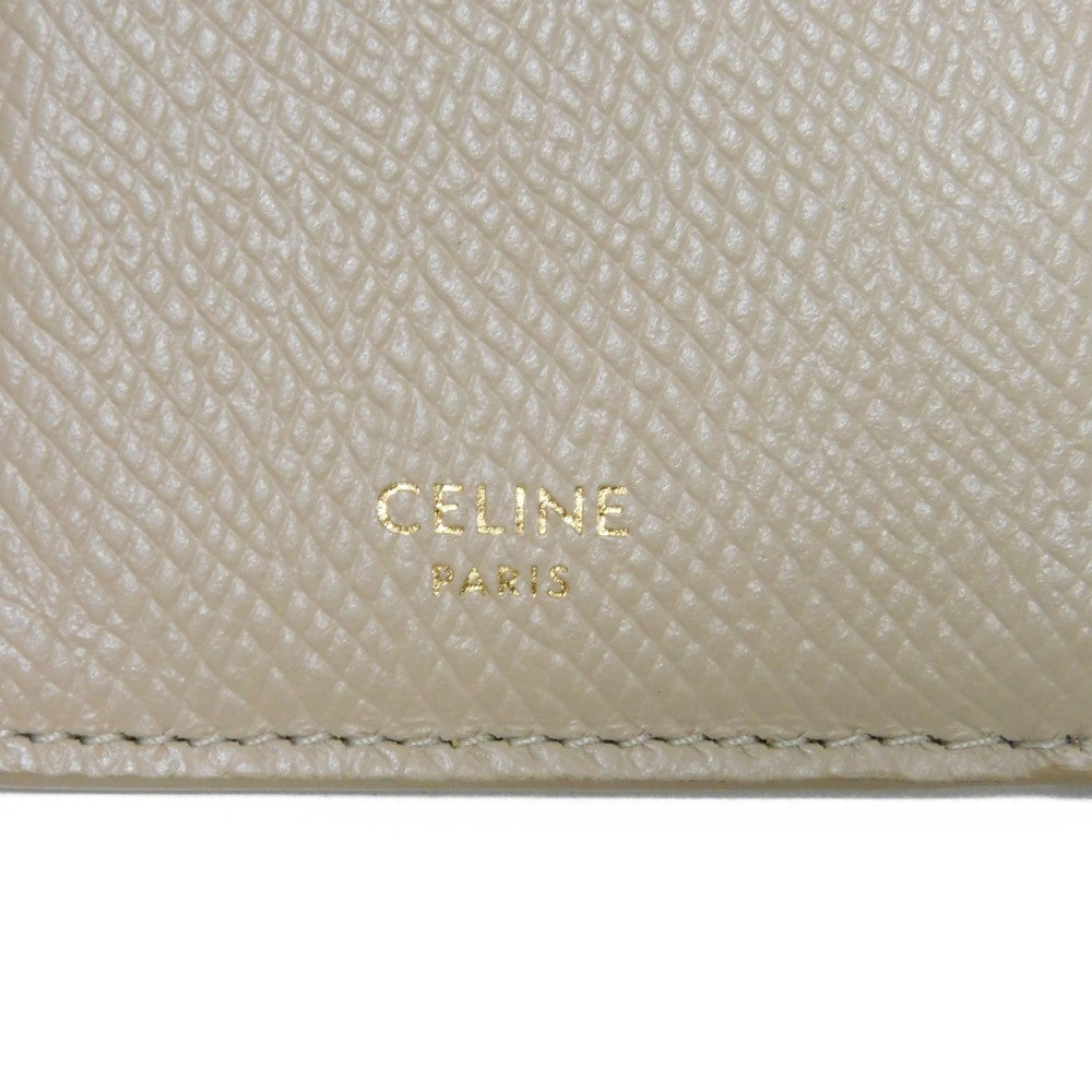 CELINE Coin case 10B683BEL.03ND Grained calfskin (embossed) nude New logo Compact zipped card holder