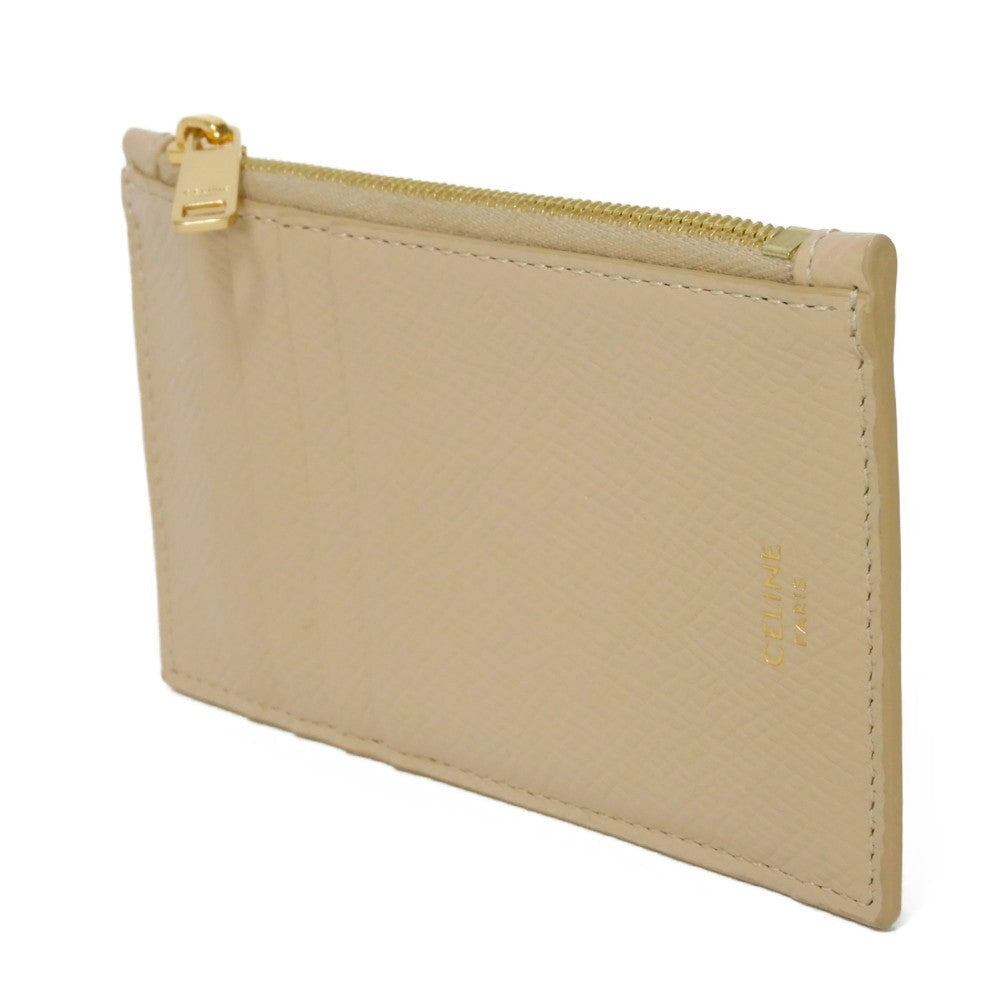 CELINE Coin case 10B683BEL.03ND Grained calfskin (embossed) nude New logo Compact zipped card holder