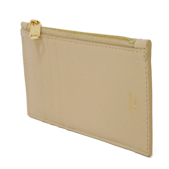 CELINE Coin case 10B683BEL.03ND Grained calfskin (embossed) nude New logo Compact zipped card holder