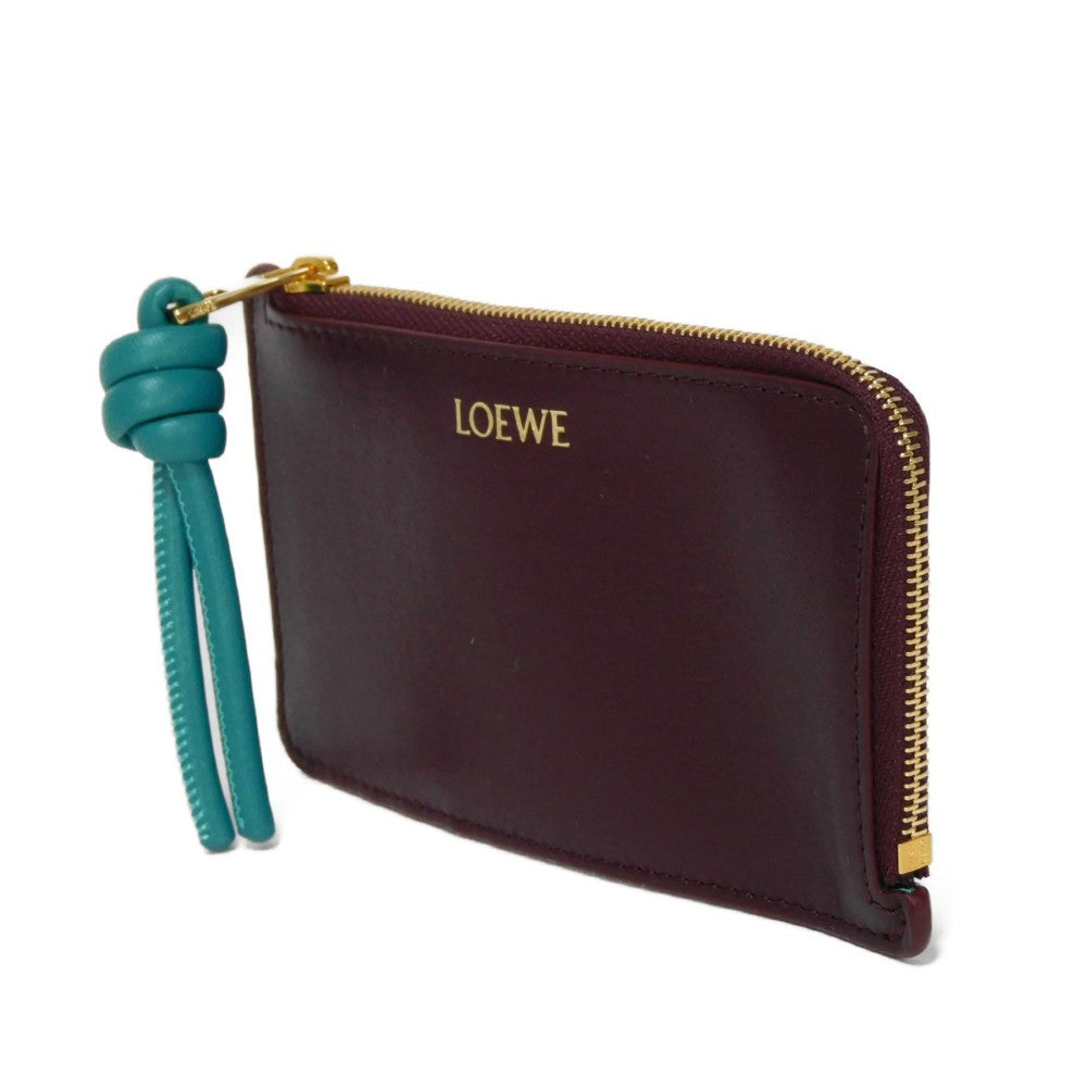 LOEWE Coin case CEM1Z40X02 shiny napa calf Burgundy logo Knot Coin Card Holder