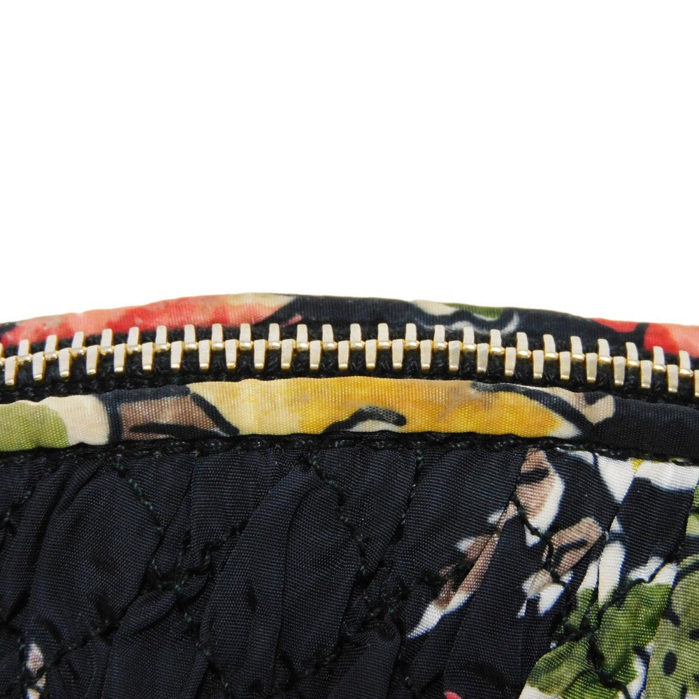 MIUMIU Clutch bag Nylon black logo Flower Gathered Pouch