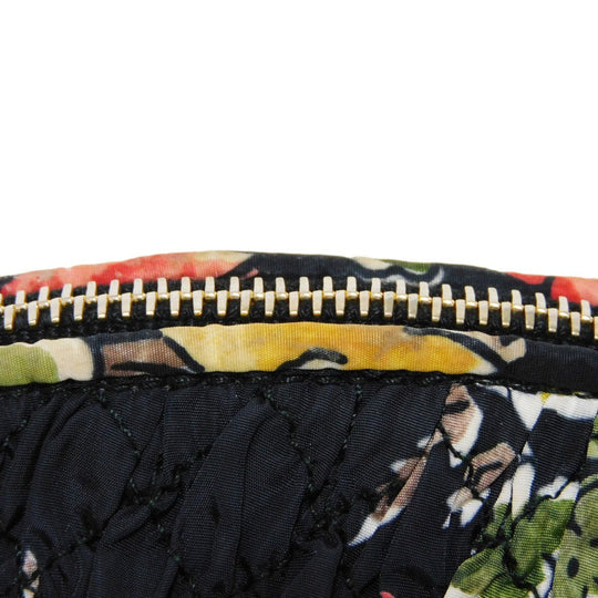 MIUMIU Clutch bag Nylon black logo Flower Gathered Pouch