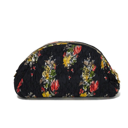MIUMIU Clutch bag Nylon black logo Flower Gathered Pouch
