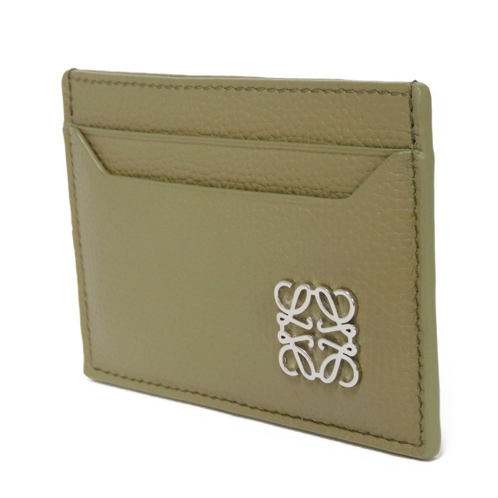 LOEWE Card Case C821075X01 pebble grain calf Artichoke Green Anagram Plain Cardholder