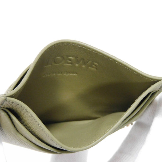 LOEWE Card Case C821075X01 pebble grain calf Artichoke Green Anagram Plain Cardholder