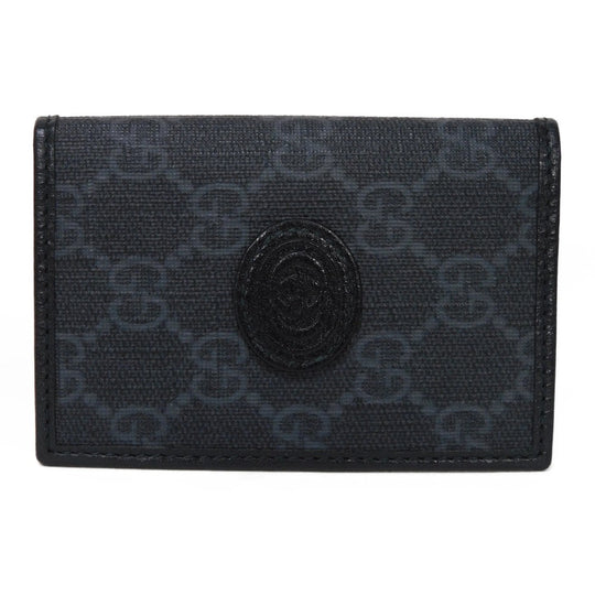 GUCCI Card Case 699267 92TCG 1000 GG Supreme canvas (polyurethane processing) x Calfskin leather black GG Supreme Interlocking G card holder