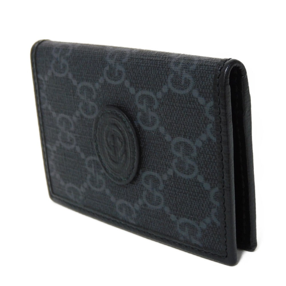 GUCCI Card Case 699267 92TCG 1000 GG Supreme canvas (polyurethane processing) x Calfskin leather black GG Supreme Interlocking G card holder