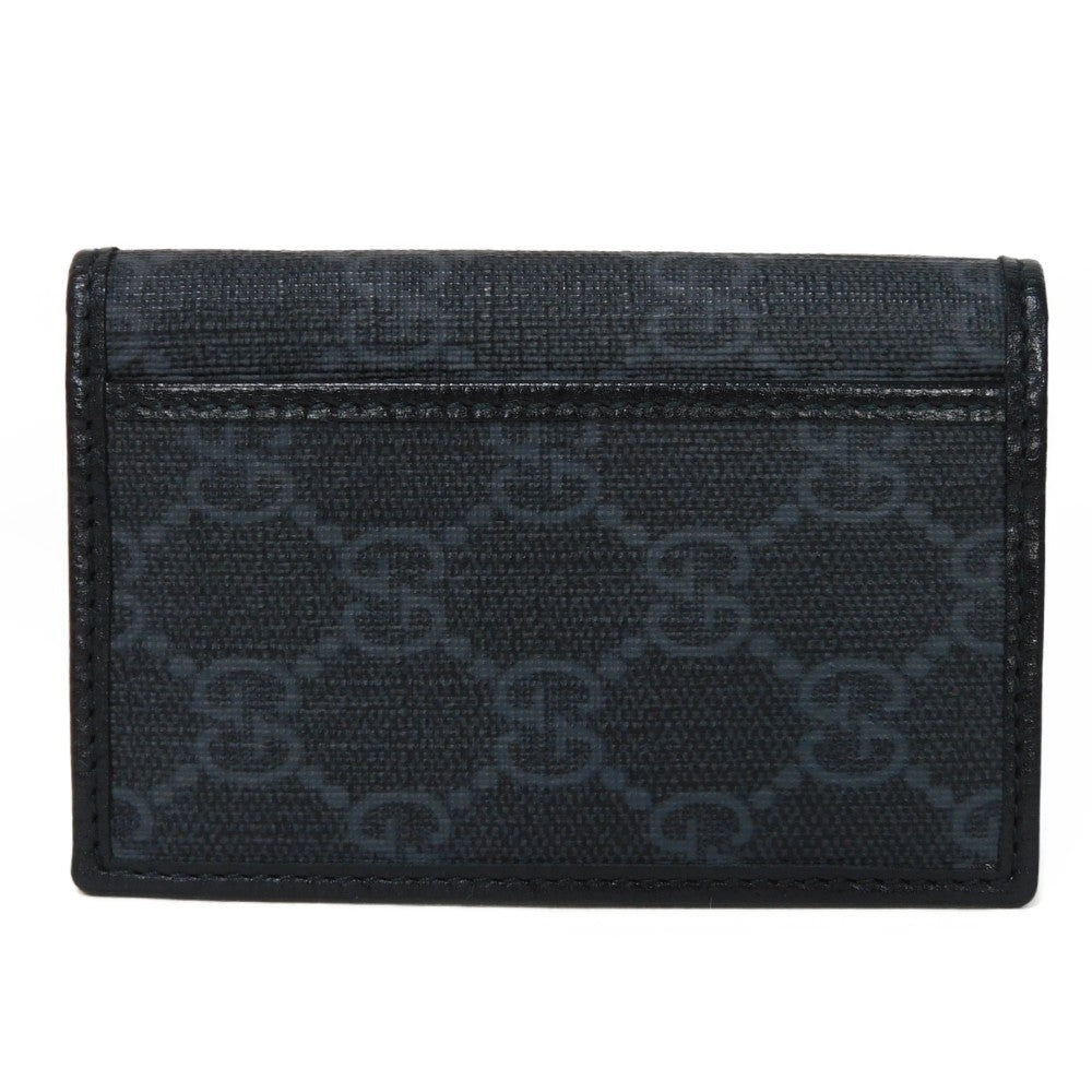 GUCCI Card Case 699267 92TCG 1000 GG Supreme canvas (polyurethane processing) x Calfskin leather black GG Supreme Interlocking G card holder