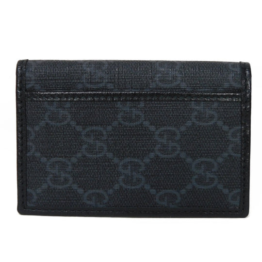 GUCCI Card Case 699267 92TCG 1000 GG Supreme canvas (polyurethane processing) x Calfskin leather black GG Supreme Interlocking G card holder